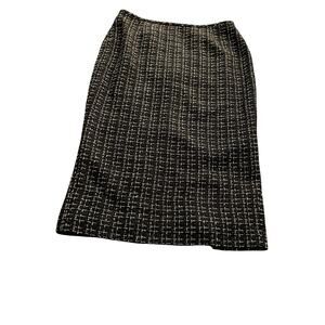 New PRESTON & YORK Skirt Size 12 Straight Calf length Black and Gold Tweed